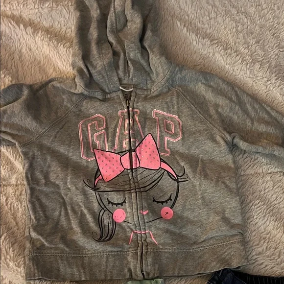 GAP Kids Gray Hoodie with Blue and Denim Shorts Set - Picture 4 of 4